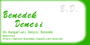 benedek dencsi business card